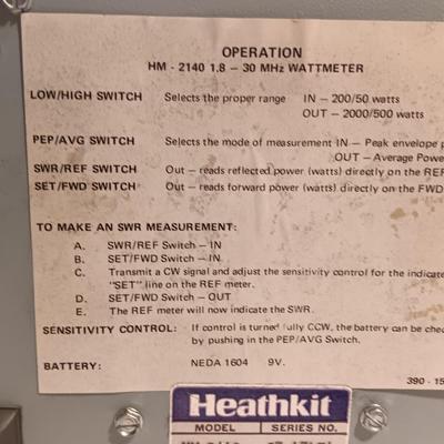 Heathkit 30 MHz Wattmeter Model HM-2140