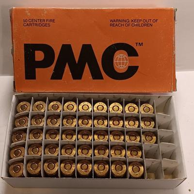 PMC 50 - 43 Center fire Cartridges 45 automatic partial box of ammo.