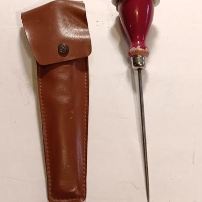 Boy Scouts of America clip together flatware - spoon - knife - fork with a vintage wooden handled ice pick