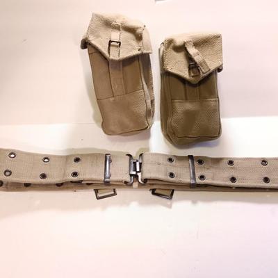 1970 & 1973 Two US Army Canvas Ammo Pouches with a belt