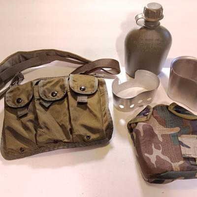 Army Bandoleer with camouflage covered canteen.