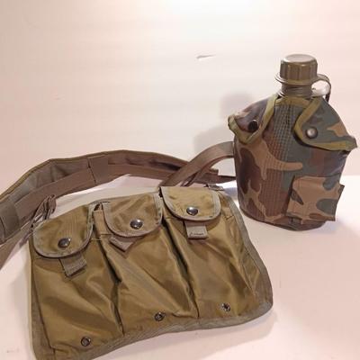 Army Bandoleer with camouflage covered canteen.