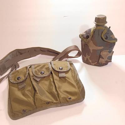 Army Bandoleer with camouflage covered canteen.