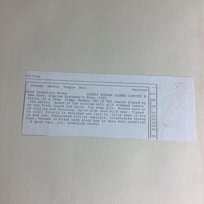 U652 The Lordly Hudson Signed & Numbered