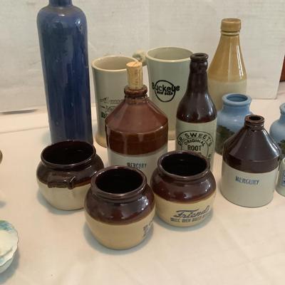U655 Antique Prattware Mustards & Vintage Crocks