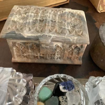 U666 Antique Ink Well & Stone Trinket Boxes
