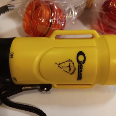 Orange backpack / bug out bag with contents - cookware - and survival goods