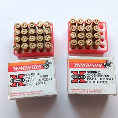 Winchester Super X 20 Centerfire Pistol Revolver Cartridges -45 Colt 225 Gr. Silvertip Hollow Point