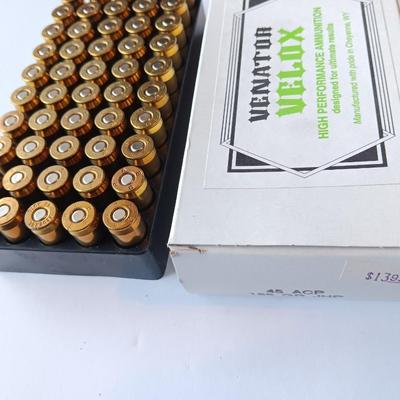 Venator Ballistics Velox High Performance Ammunition 45 ACP 185 GR JHP Ammunition