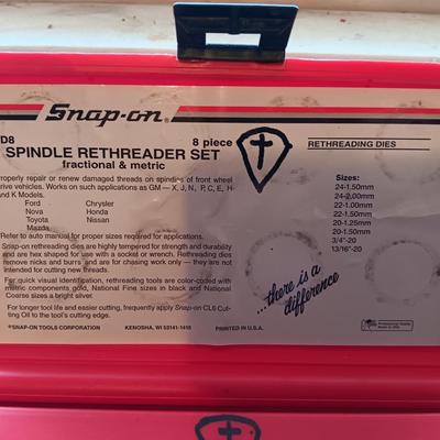 Complete Snap-On RD8 Spindle Rethreader set - 8 piece in blow molded case. functional & metric