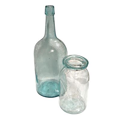 Antique/Vintage Aqua Glass Cork Top Bottles