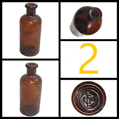 3 Vintage/Antique Amber Bottles