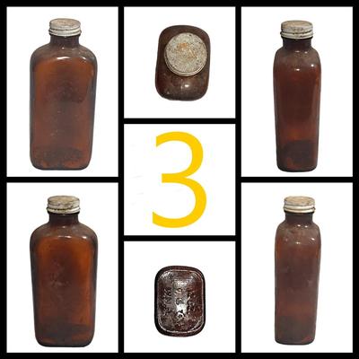 3 Vintage/Antique Amber Bottles