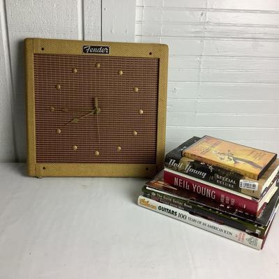 U684 Fender Amp Wall Clock & Neil Young Books