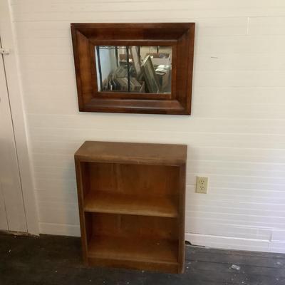 U688 Vintage Wooden Mirror & Bookcase