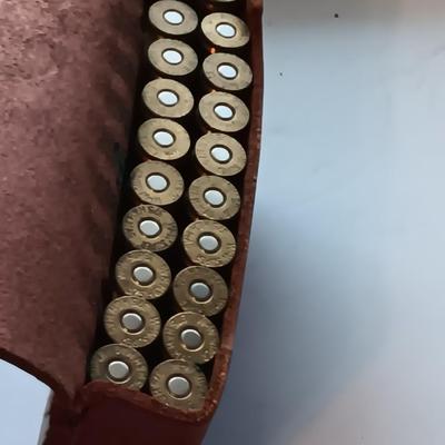 Leather Hunter Ammunition pouch with 20 rounds of 375 Ammunition