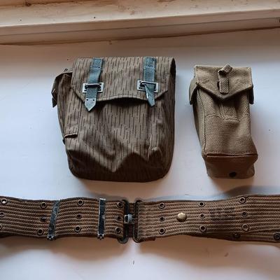 Military issued bags and a belt. 1970