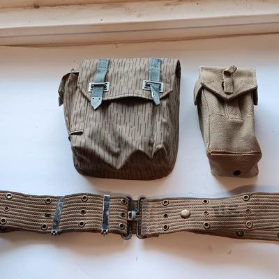 Military issued bags and a belt. 1970