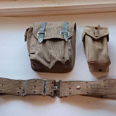 Military issued bags and a belt. 1970