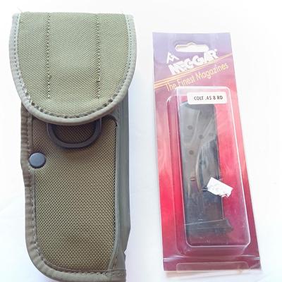 US Military M-12 CATHEY Pistol Holster with New Mec-Gar colt .45 8 Round magazine