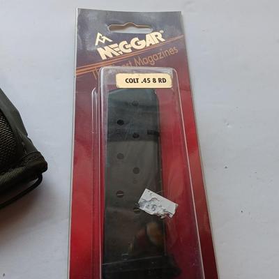 US Military M-12 CATHEY Pistol Holster with New Mec-Gar colt .45 8 Round magazine