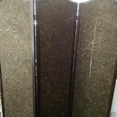 U695 Vintage 3 Panel Screen with Birds & Flowers
