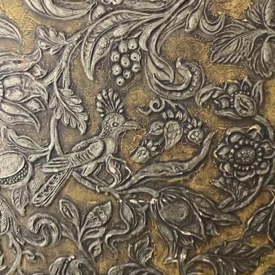 U695 Vintage 3 Panel Screen with Birds & Flowers