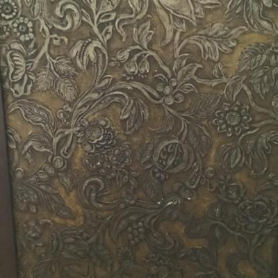 U695 Vintage 3 Panel Screen with Birds & Flowers