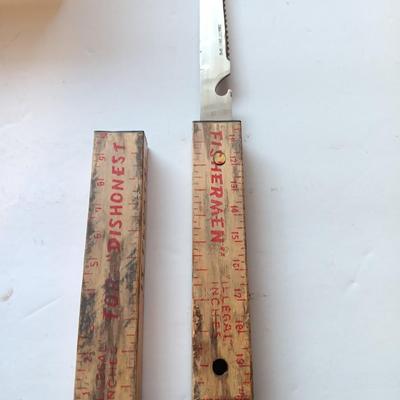 24 section tacklebox - with Plano box and a vintage floating fisherman's tale knife