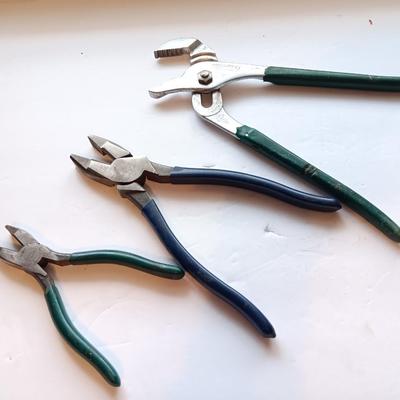 Blue handled pliers