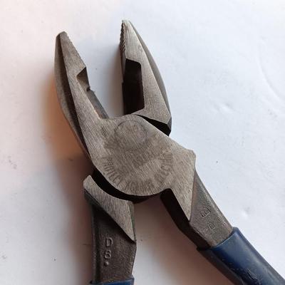 Blue handled pliers