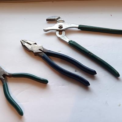 Blue handled pliers
