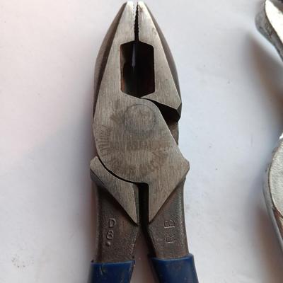 Blue handled pliers