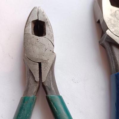 Blue handled pliers