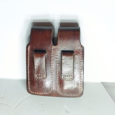 Belt mount leather double magazine holder