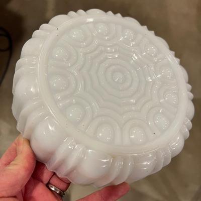 Fire King Ribbed Candy Box