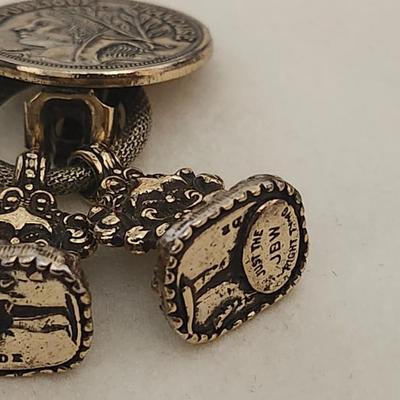 Boho look French Franc Earrings with ornate Fob Charms