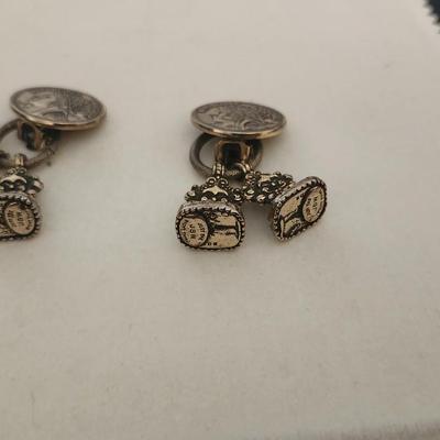 Boho look French Franc Earrings with ornate Fob Charms