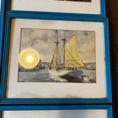 1195 Set of 6 Framed Water Color Lithographs by Gordon Grant