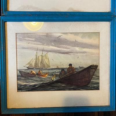 1195 Set of 6 Framed Water Color Lithographs by Gordon Grant