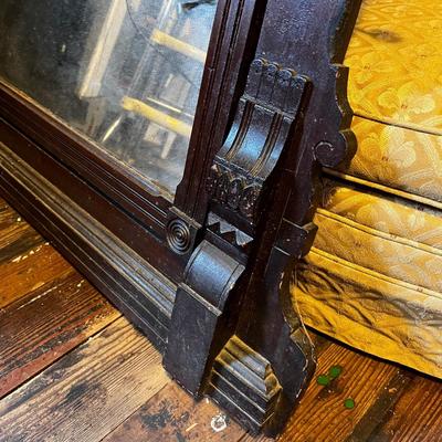 1196 Antique Carved Mahogany Dresser Mirror