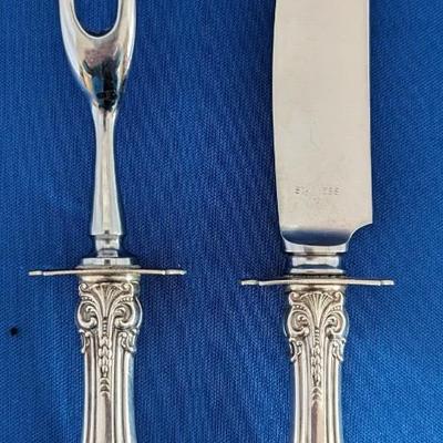 King Edward Gorham Sterling and Stainless steel carving set with guards