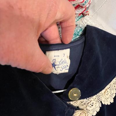 Little Girl's Blue Velvet Dress