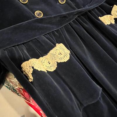 Little Girl's Blue Velvet Dress