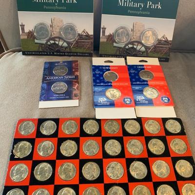 Coin Lot - 1945 Nickels + Commemorative Mint State Quarters