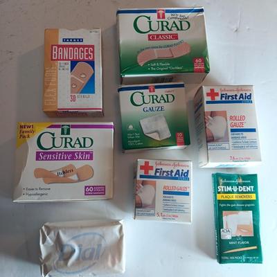 Wound care - bandages - rolled gauze - Plaque removers and dial soap