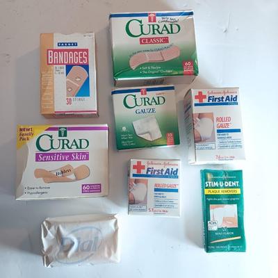 Wound care - bandages - rolled gauze - Plaque removers and dial soap