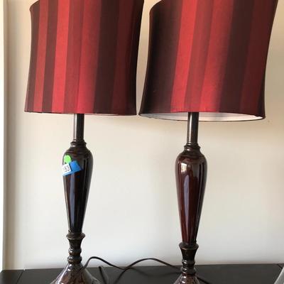 Two Contemporary Table Lamps with Shades