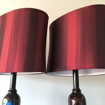 Two Contemporary Table Lamps with Shades
