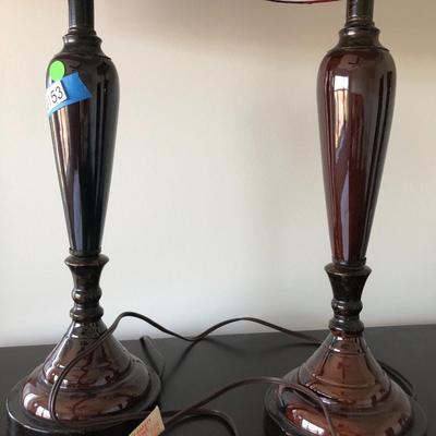 Two Contemporary Table Lamps with Shades